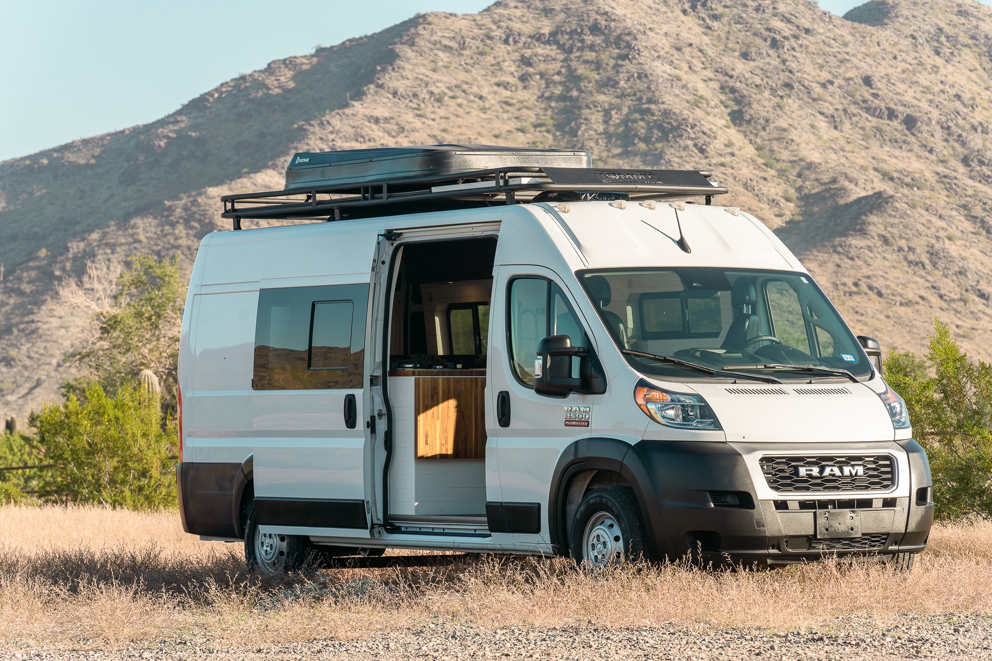 Ram Promaster camper van for sale, with rooftop tent