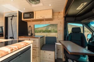Maddox interior with overhead cabinets and swivel cab seats