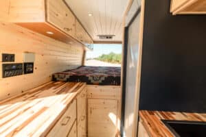 Maddox galley counter leading to the rear bed
